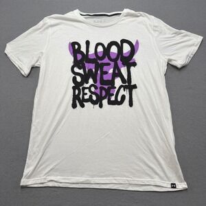 Under Armour T-Shirt Men's 2XL White Blood Sweat Respect Project Rock Loose Fit